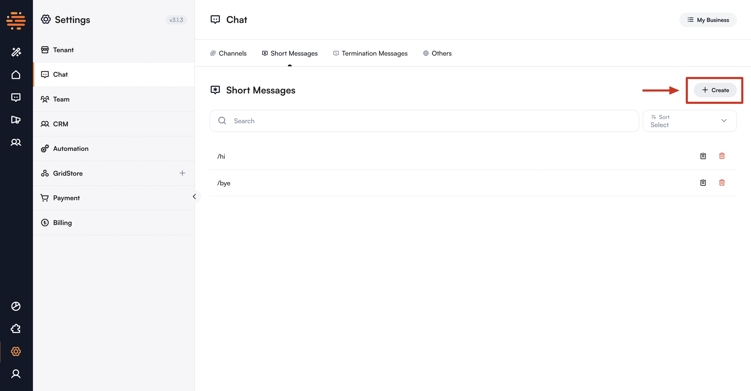 Short Message Create