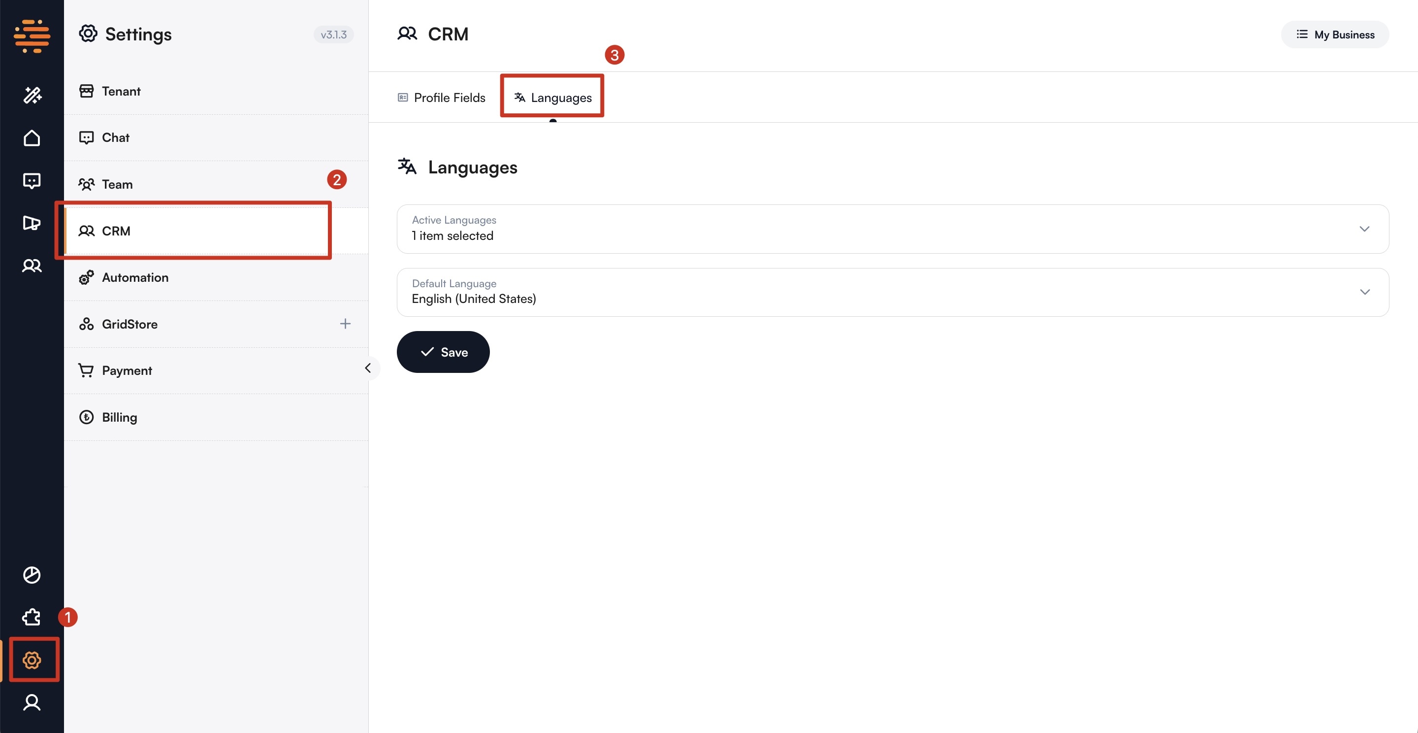 Crm Language Settings