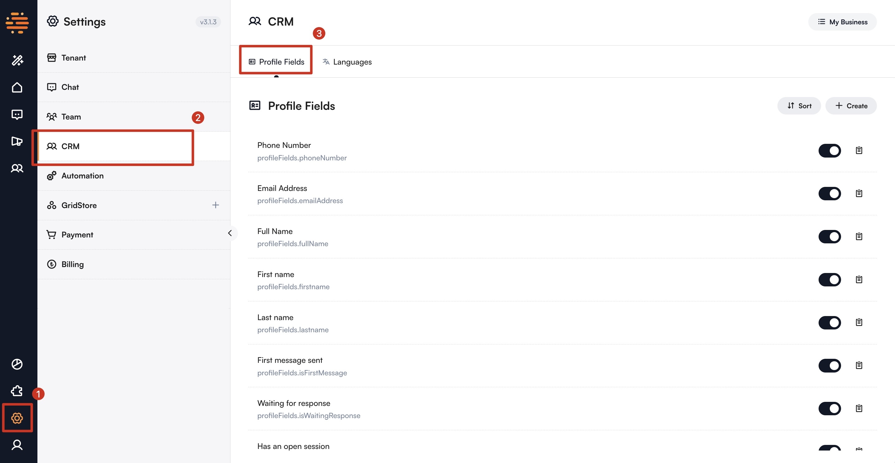 Crm Profile Settings